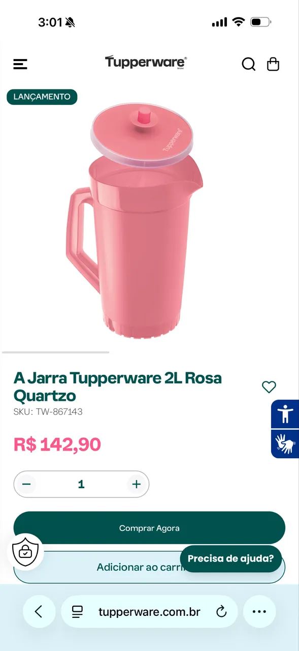 Jarra com tampa + copos Tupperware - Foto 3
