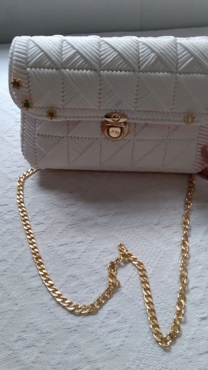 Bolsa em tela e croche - Foto 2