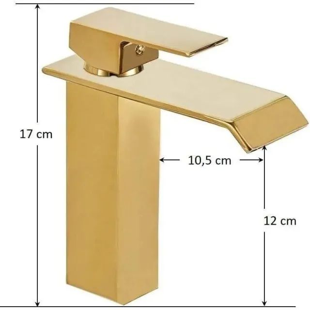 NOVA | Torneira Banheiro Dourada Cascata Metal Luxo Monocomando - Foto 6