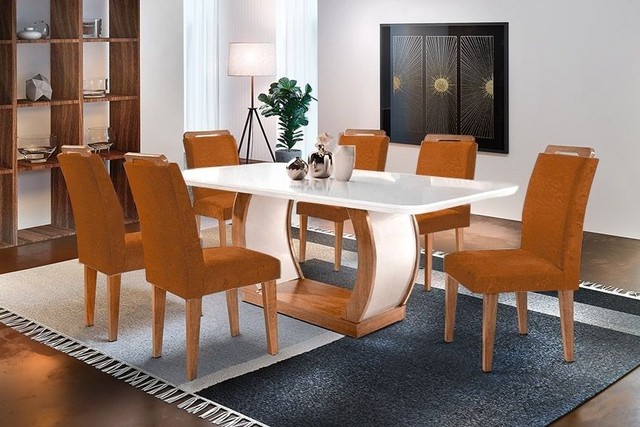 MESA SEIS LUGARES DESIGN SOFISTICADO CONFIRA T2