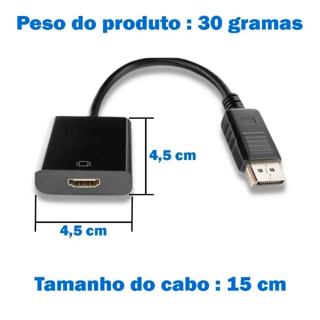 Cabo Adaptador Conversor Display Port Macho Para Hdmi Fêmea - Foto 2