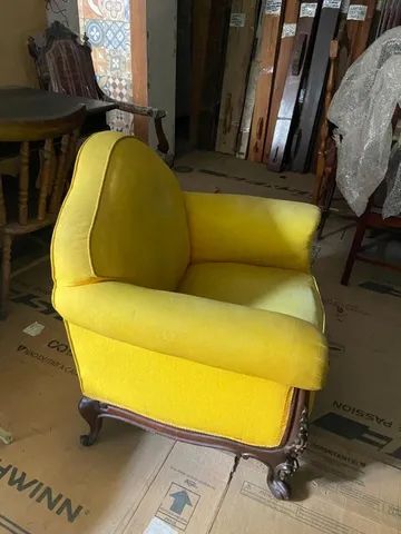 Poltrona Em Jacarandá Est Luis Xv Estofada - Foto 4