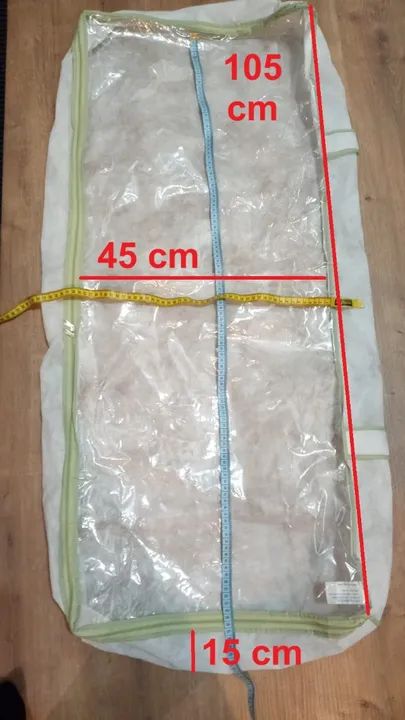 Organizador Multiuso Roupa De Cama branco com detalhe em verde tamanho 105 x 45 x 15 cm, - Foto 2