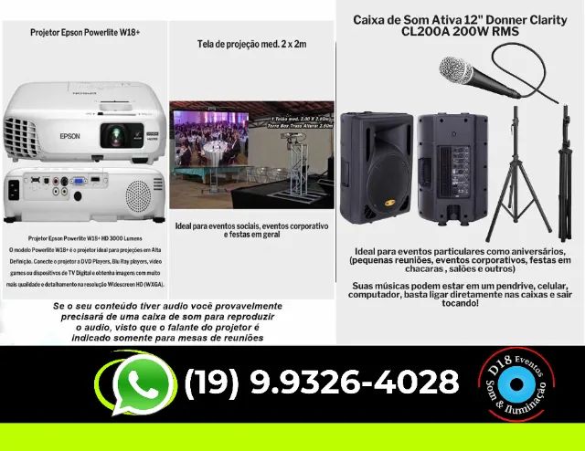  Aluguel de projetor e telão, Djs, equipamentos som para Festas e eventos(pequeno porte) - Foto 5