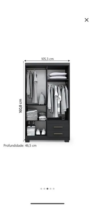 Guarda Roupas Solteiro 4 Portas 2 Gavetas - Foto 2