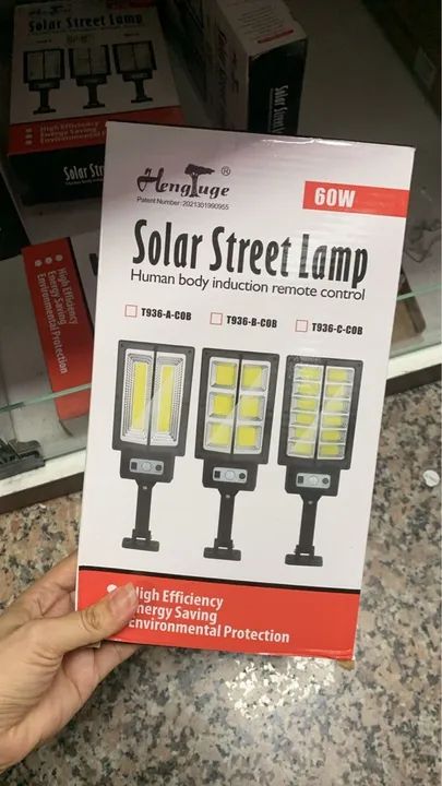 Lâmpada Solar de Rua com Sensor de Movimento - 60W
