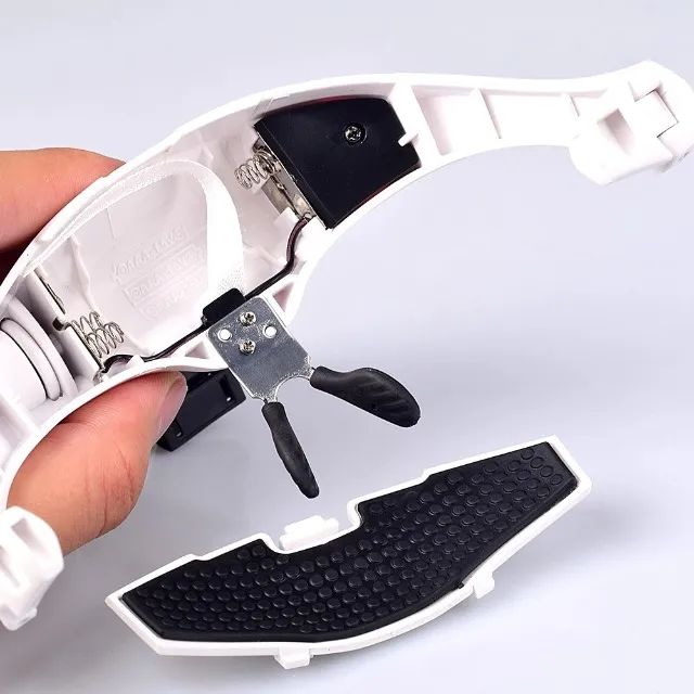 lupa oculos branco com 5 lentes com led zk33452