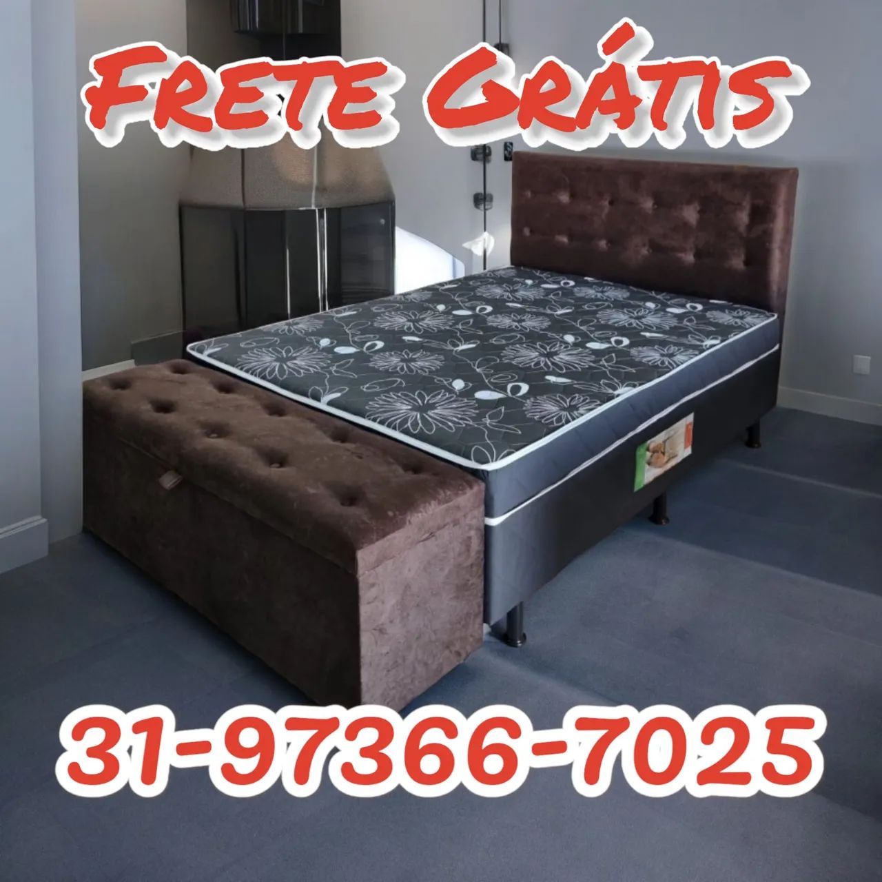 CAMA BOX CASAL FLORAL COM ENTREGA GRÁTIS 