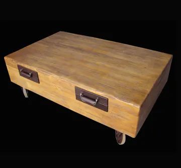 Mesa bau de centro com alça, baú e rodas em pinus tratado - Foto 3