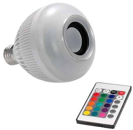 Lâmpada Musical Bluetooth LED Com Controle RGB Colorido -Loja Coimbra Computadores Entrega