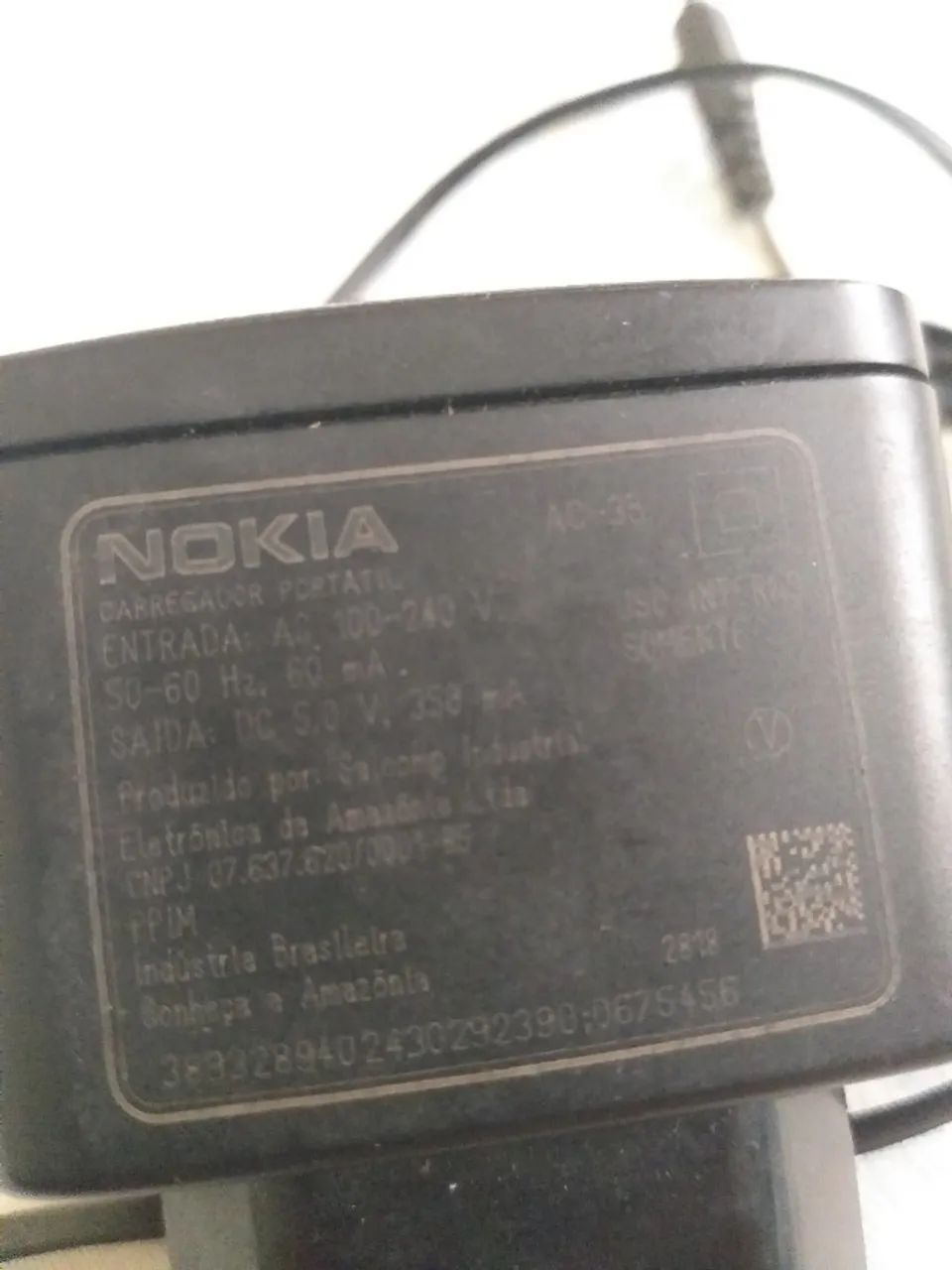 Carregador antigo Nokia original AC-3B
