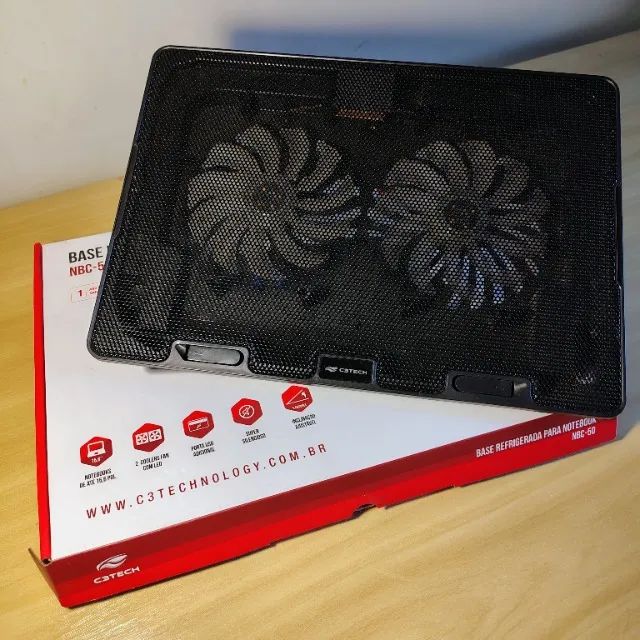 Base Notebook Cooler 2 Ventoinhas Ajustavel com Led