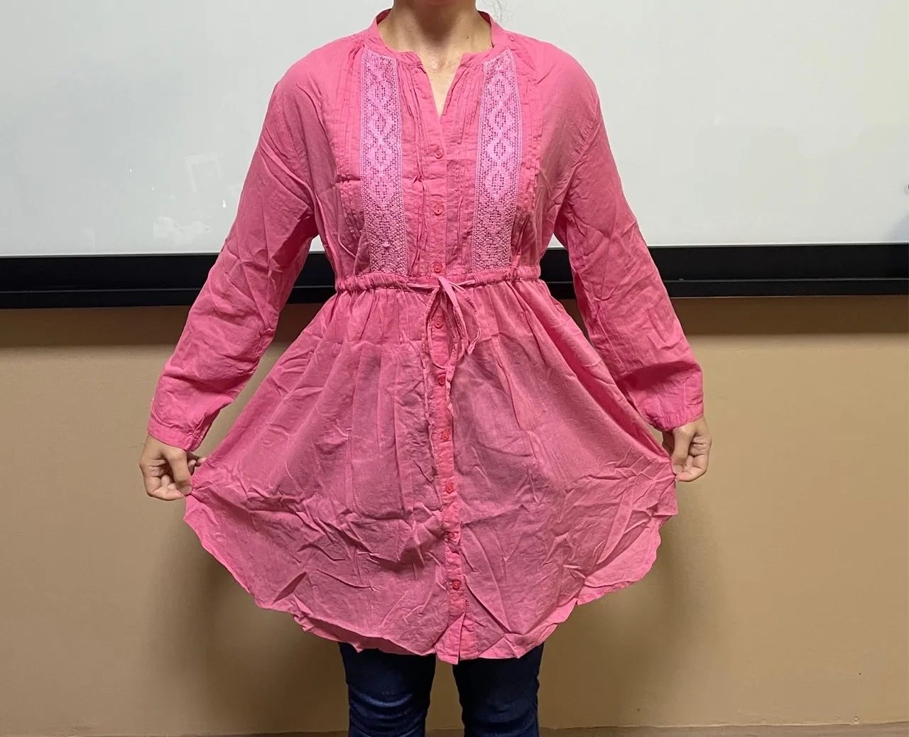 Vestido Rosa Manga Longa - Foto 2