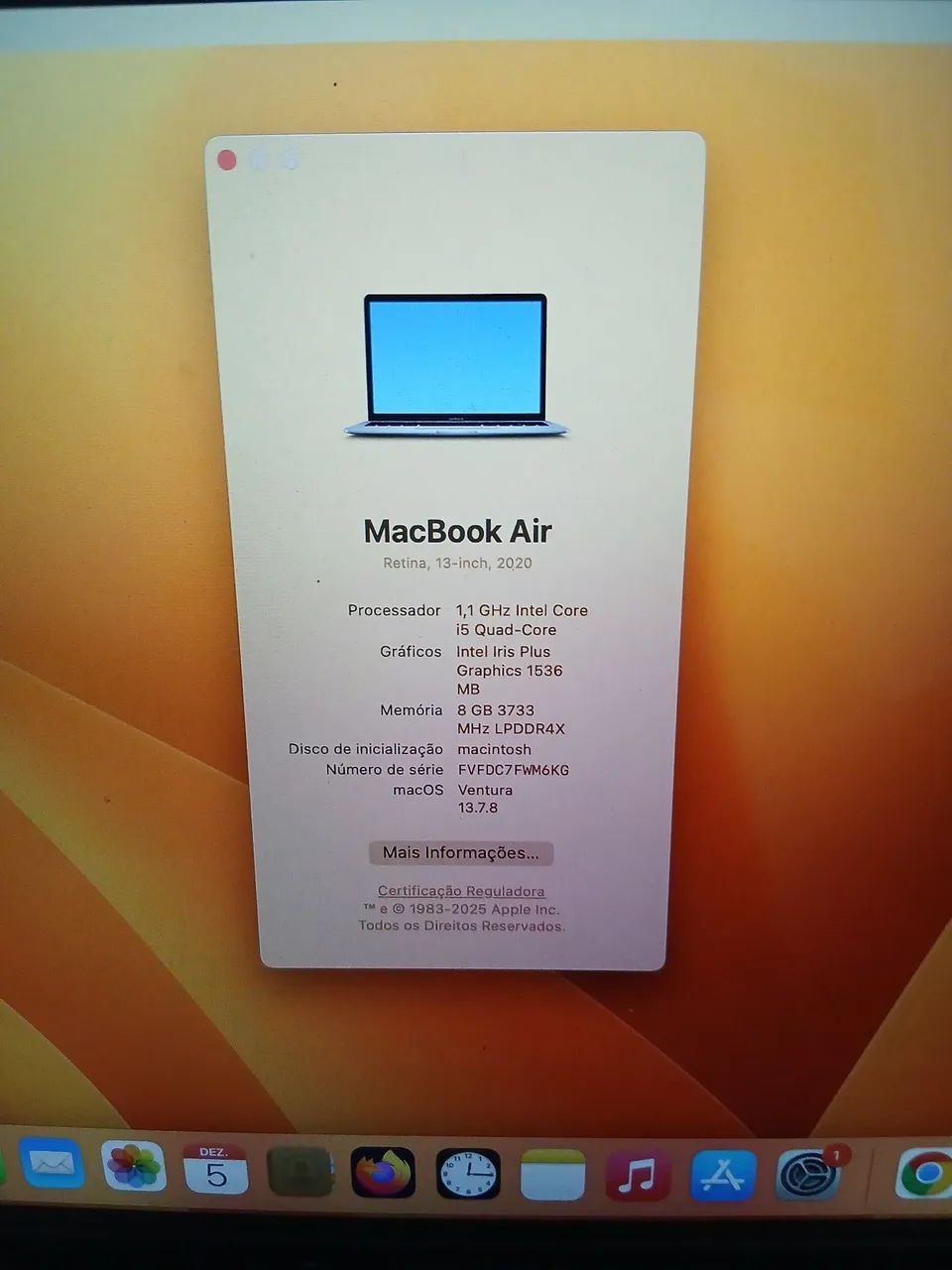 Macbook air 2020 core i5 500GB 充放電回数46回 Macbook air 2020