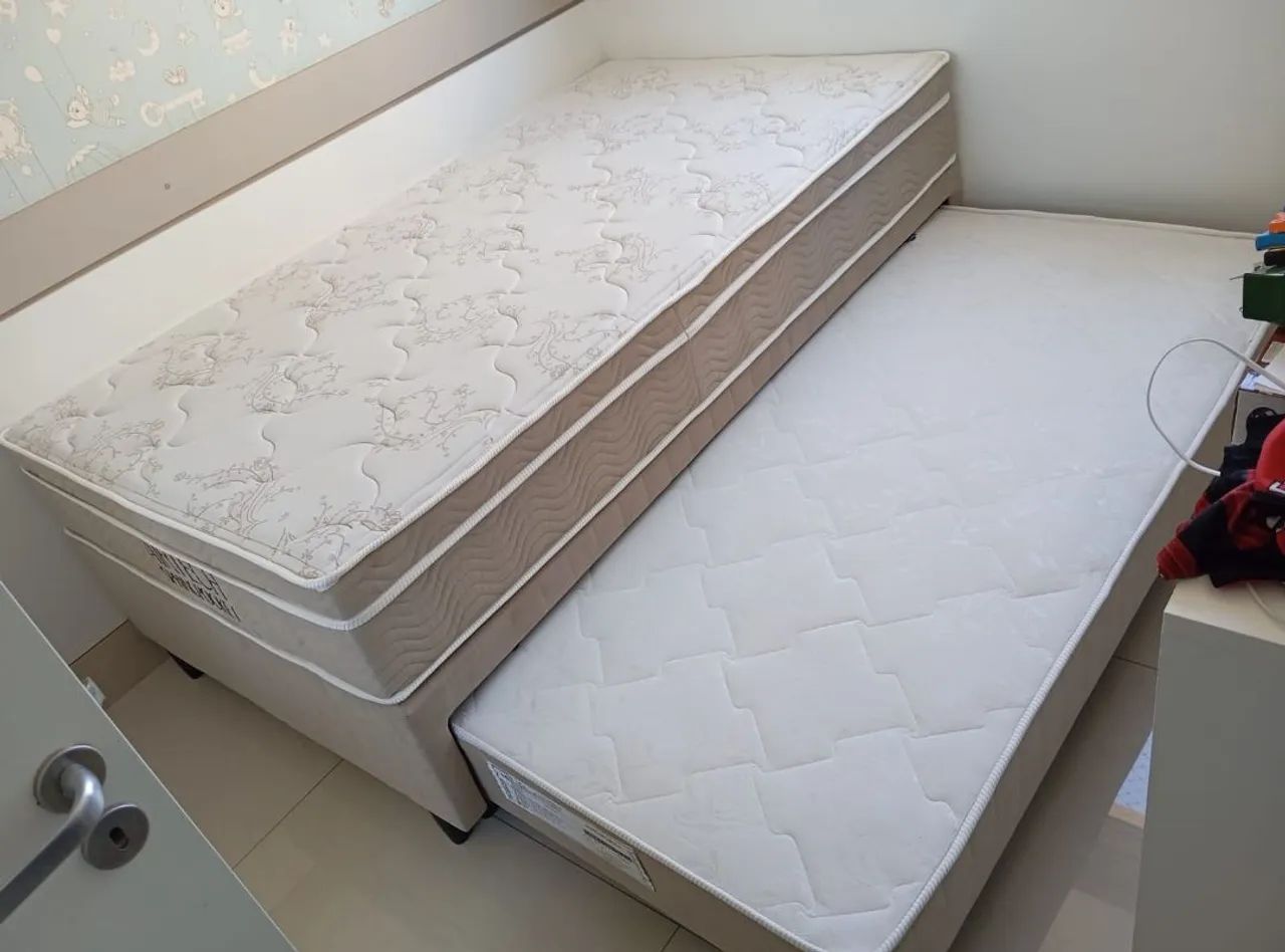 Cama box com auxiliar solteirão 108x198 molas ensacadas 