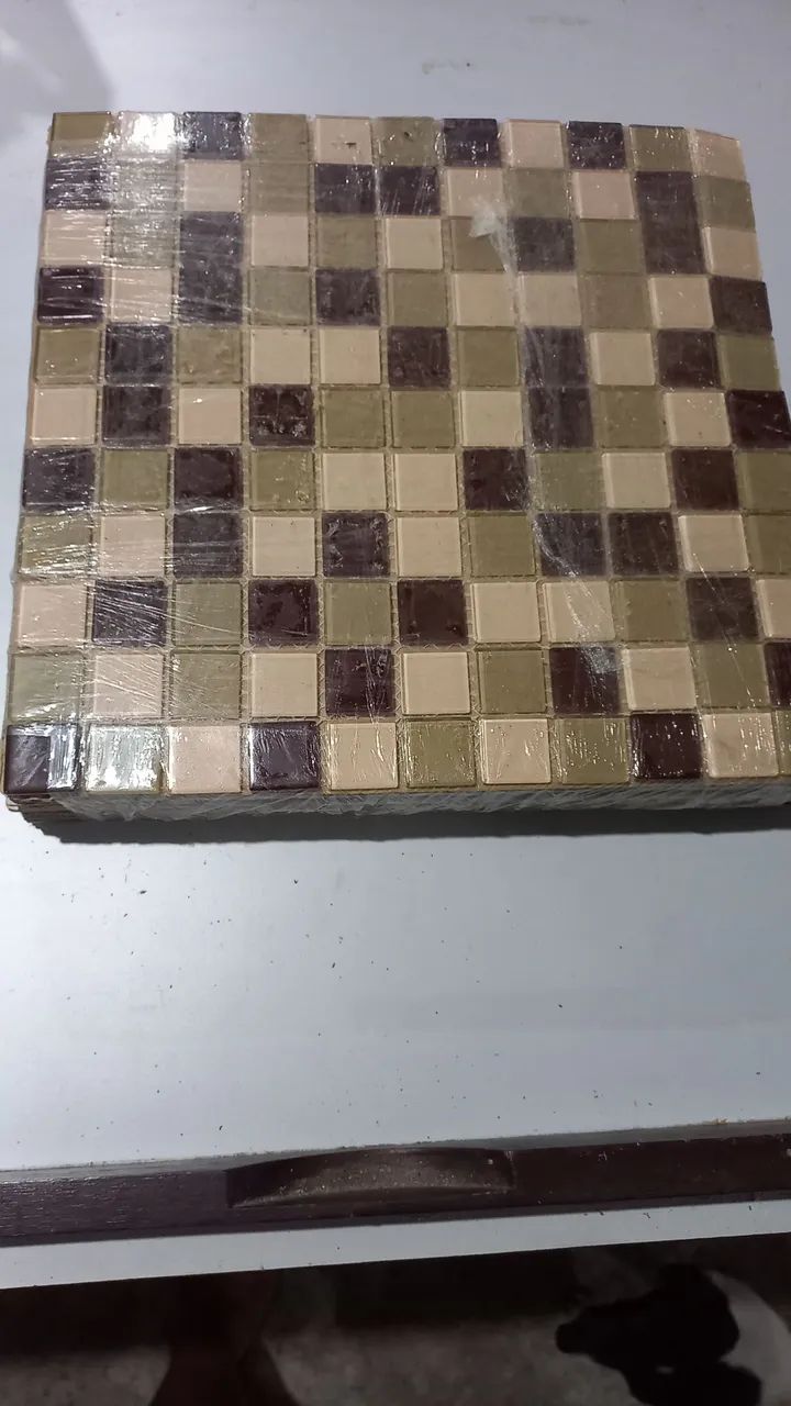  lote com 8 placas Pastilha de vidro 30x30 mosaico bege e marrom 