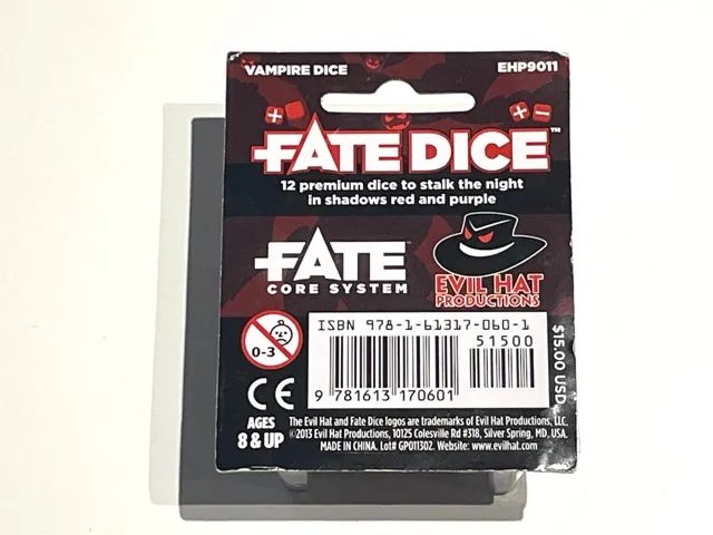 12 dados fate fudge rpg originais evil hat importados linha vampire - Foto 2