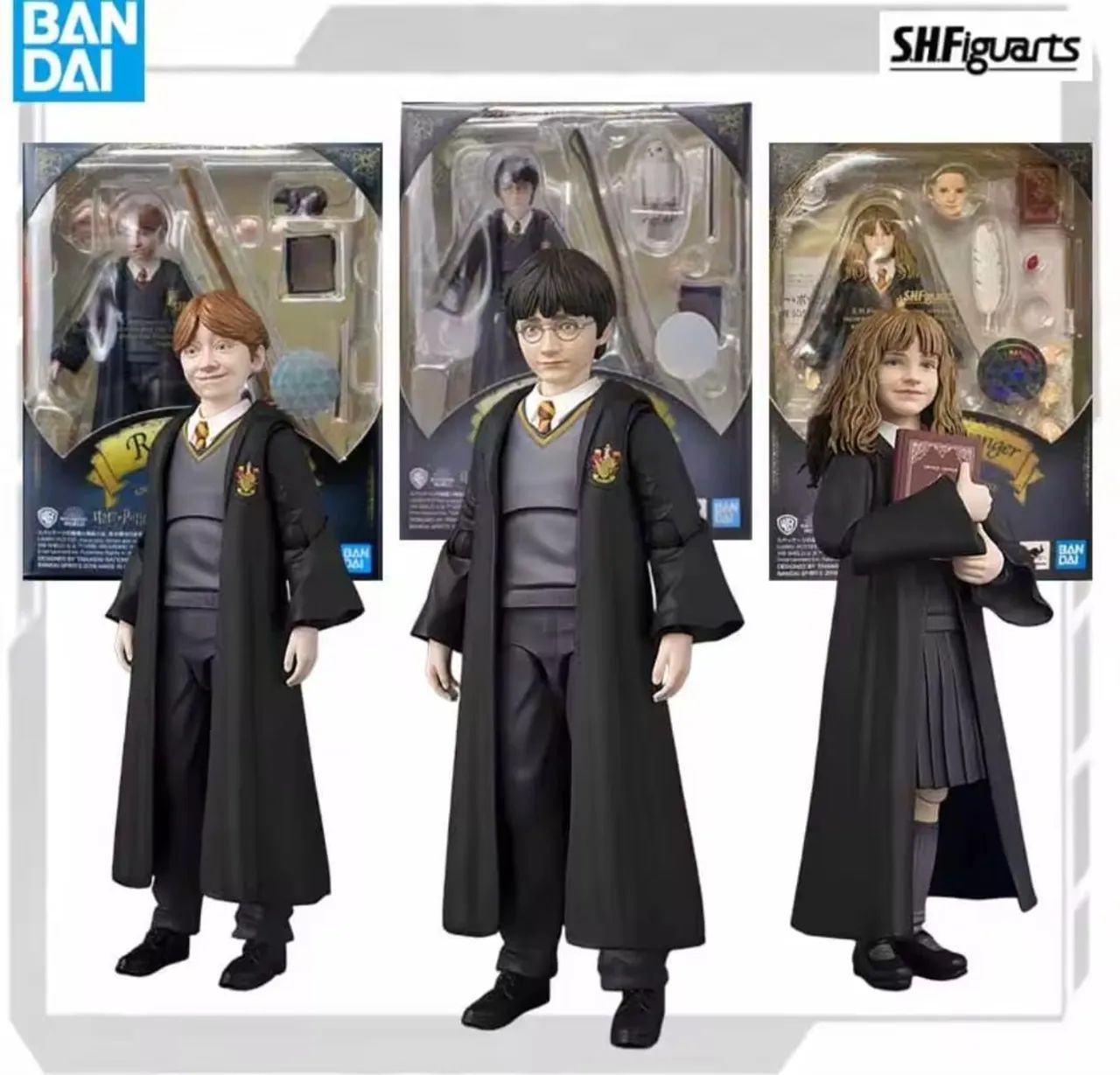 COLEÇÃO 3 BONECOS HARRY POTTER MARCA BANDAI - HARRY POTTER - HERMIONE E RON WEASLEY 