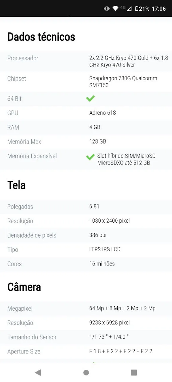 Moto G9 plus 128gb 4gb ram ótimo pra jogos