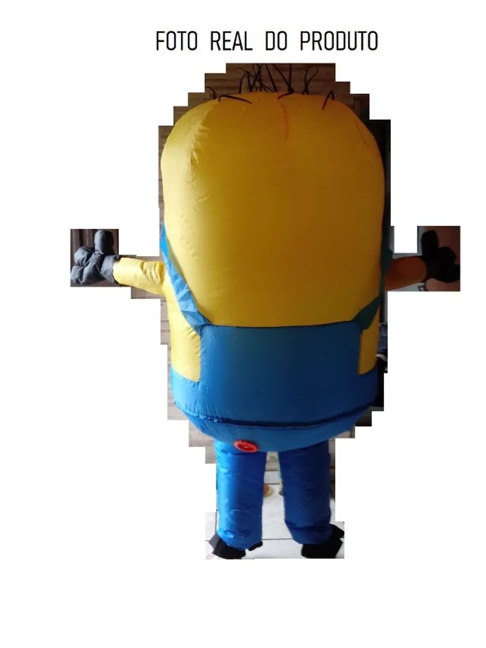Fantasia Inflavel Minions Adulto Pronta Entrega 1.50-1.95 Cm Azul - Amarelo 150 - 195cm - Foto 2