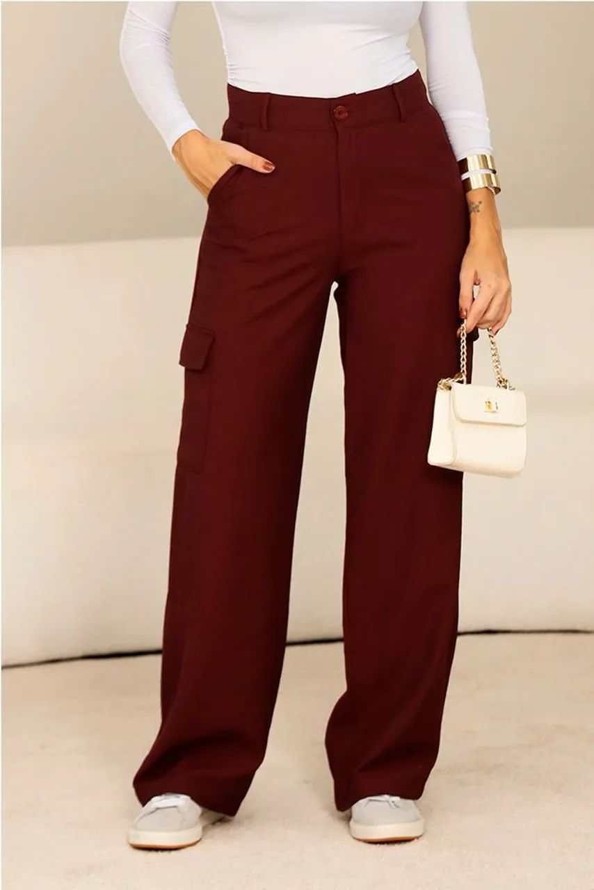 Calça Cargo Branca Wide Leg - Foto 3