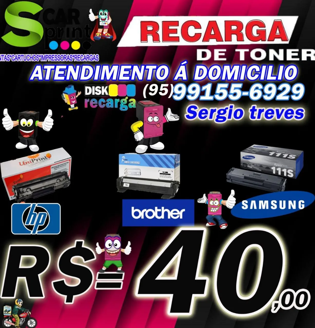 Recarregamos seu toner de impressoras em domicílio