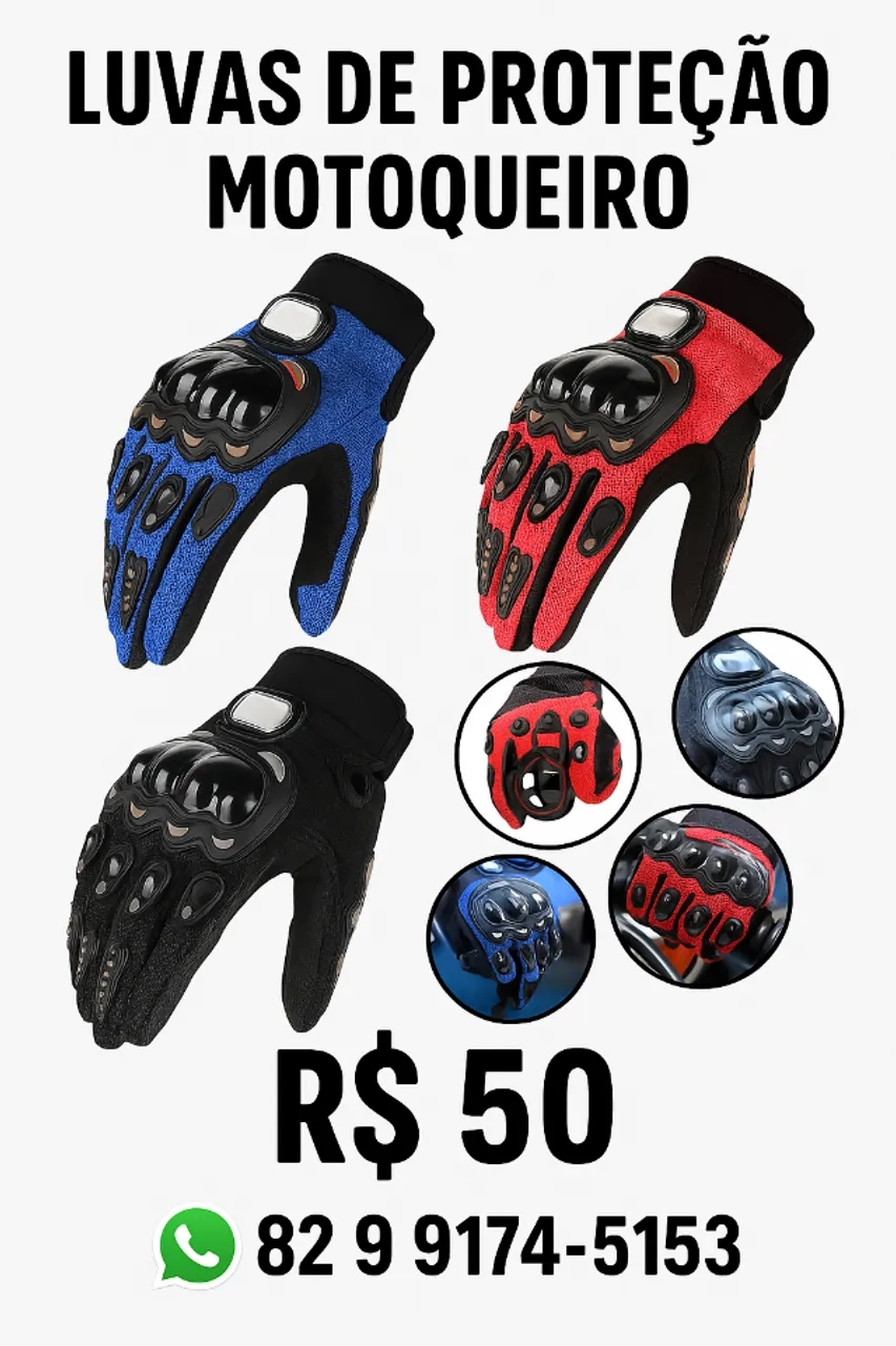 Luvas de proteção motociclista