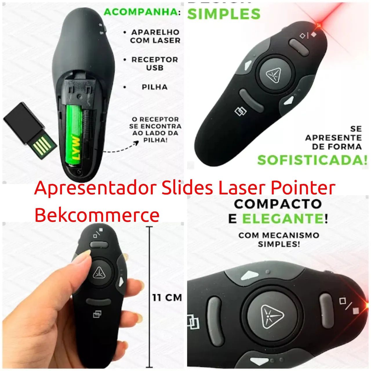 Apresentador Slides Laser Pointer - Compacto e Elegante!