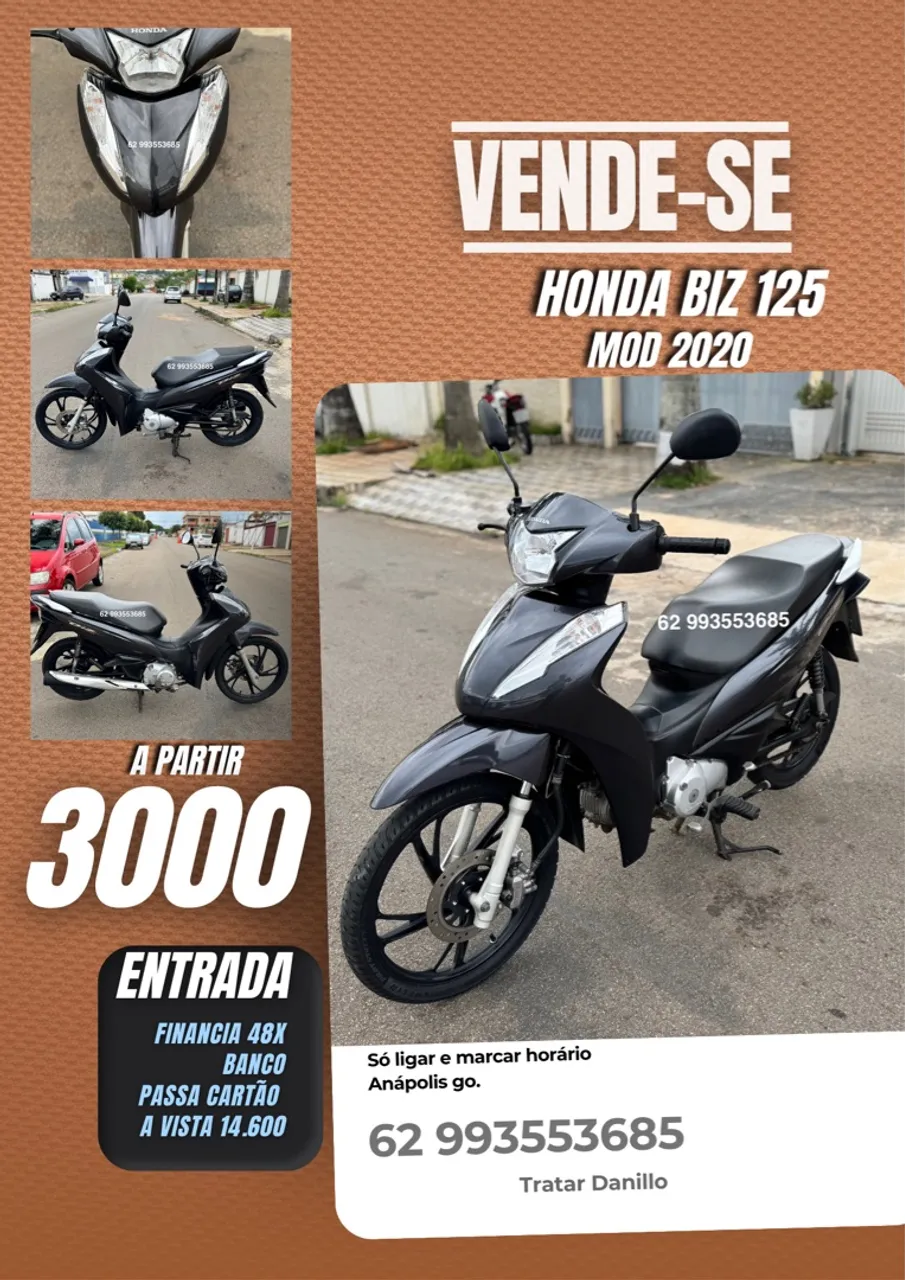 Biz 125 2020 financia 48x cartao21x AC troca