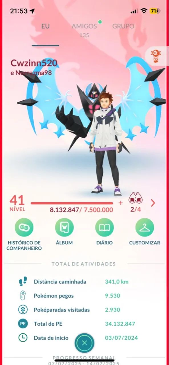 Compte Pokémon Go Niveau 41 - 3,5M Poussière, 211 Shiny, 178 Légendaires
