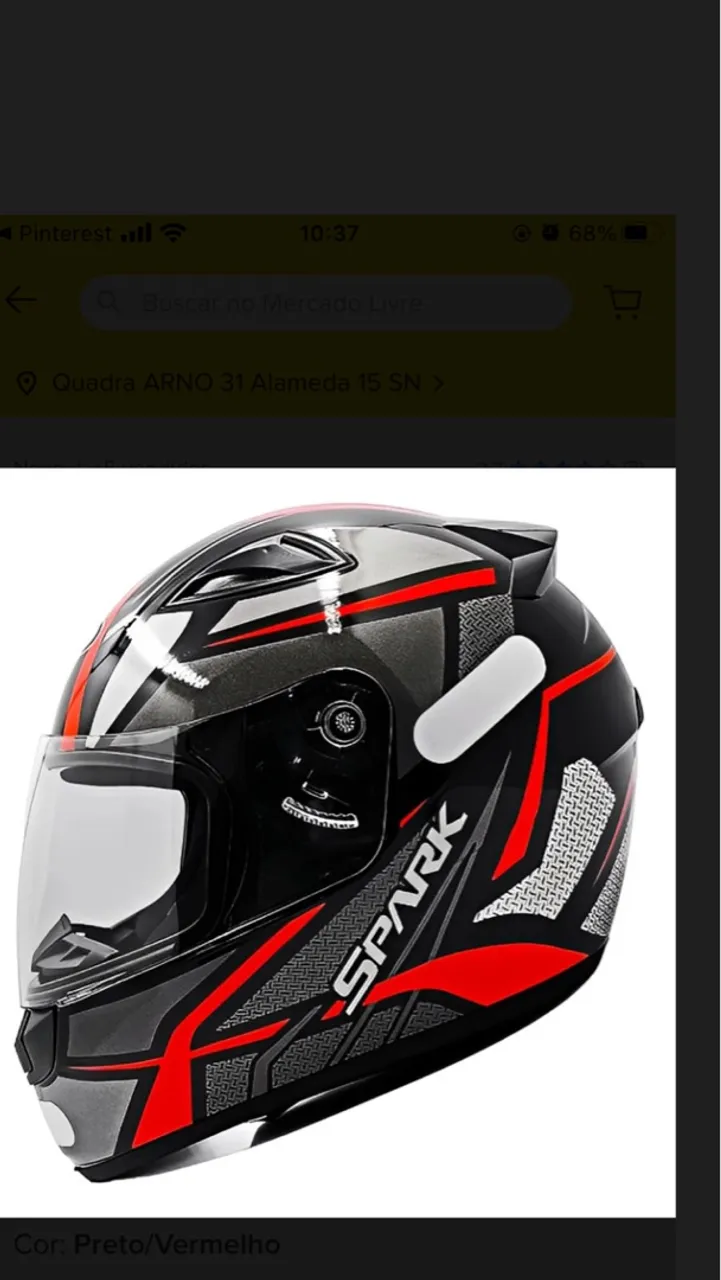 Capacete Moto Spark Preto/Vermelho