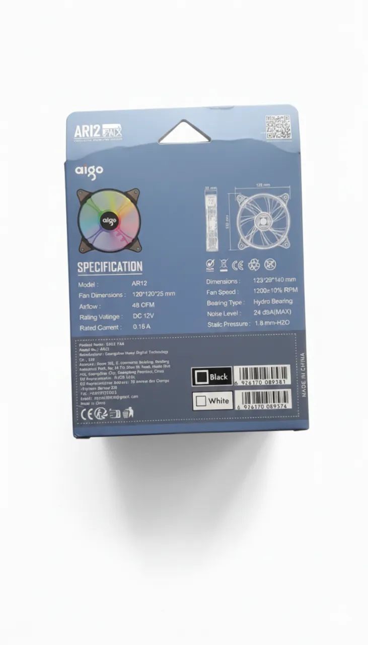 FAN 120mm AIGO /AR12  Cor: Preta - Unidade ou Kit - Em Estoque! - Foto 3