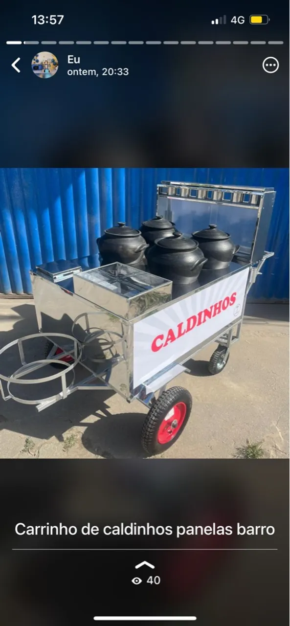 Carrinho para caldinhos inox