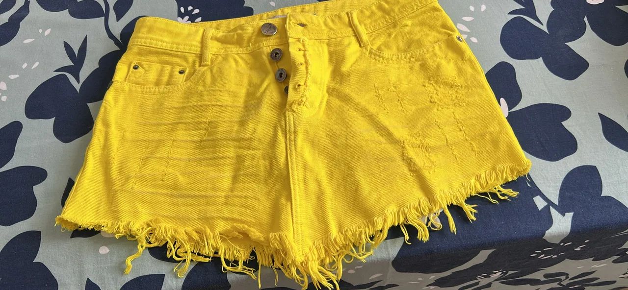 Saia Jeans Amarela 