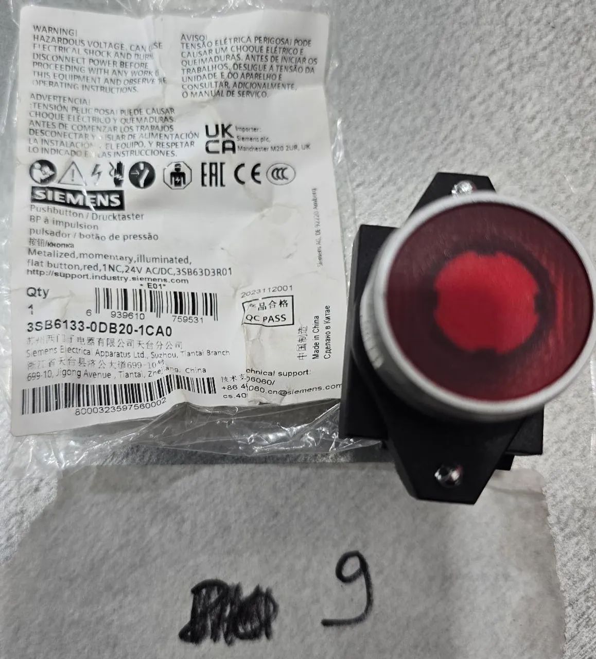 Botao pulsador vermelho Siemens 