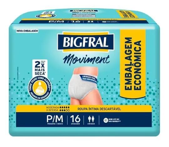 Fralda geriátrica bigfral P/M 16 unidades 
