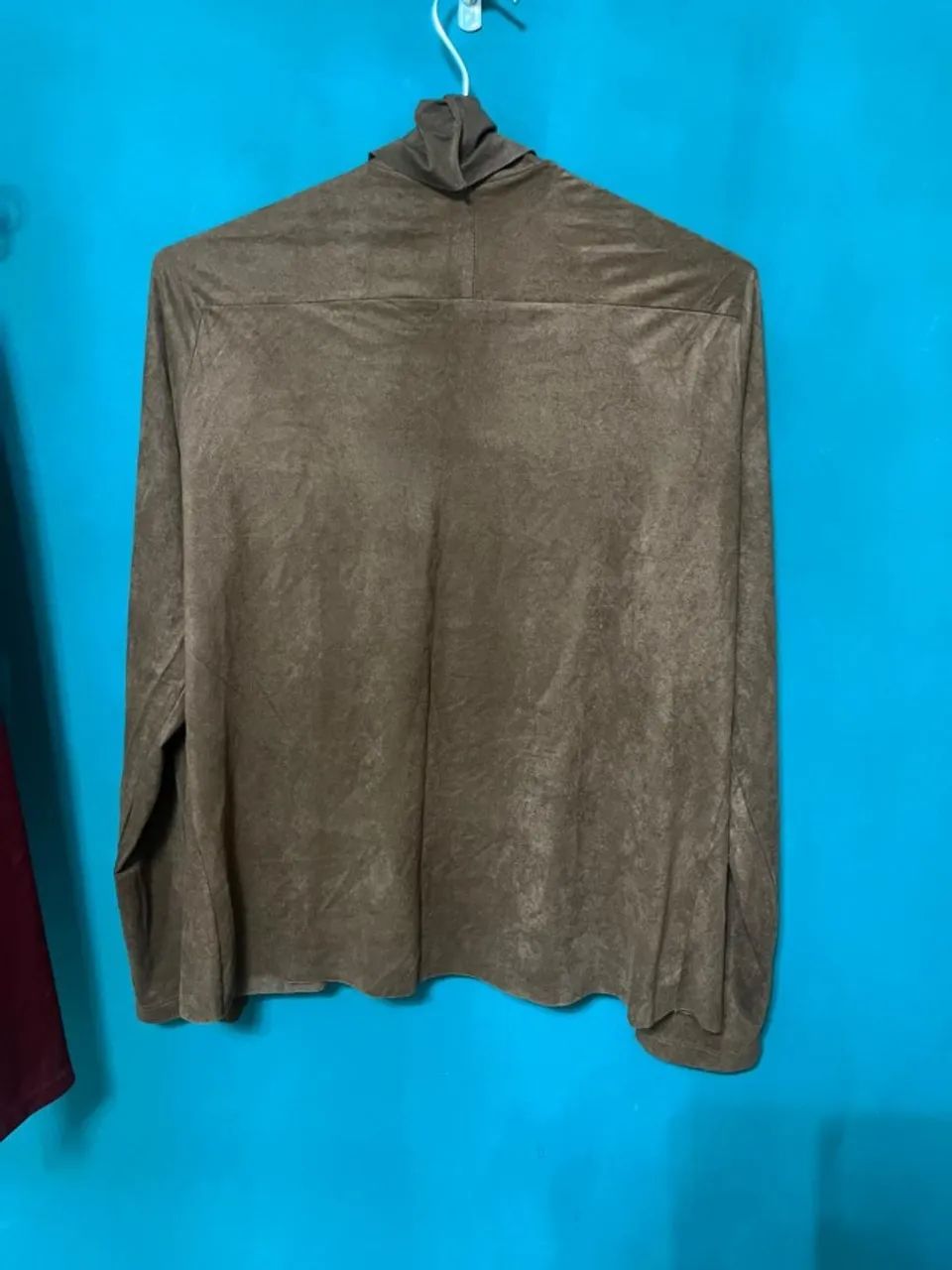Casaco cardigan marrom efeito veludo - Foto 3