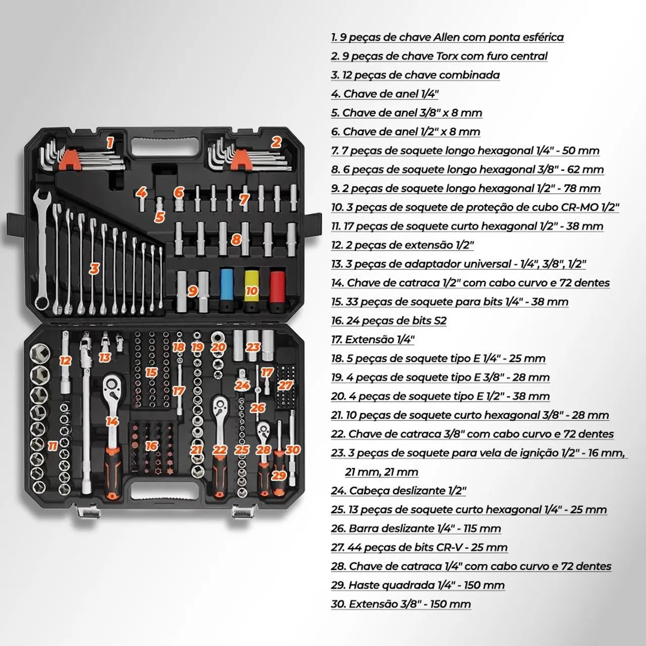 Maleta de ferramentas profissional com 222 - Foto 5