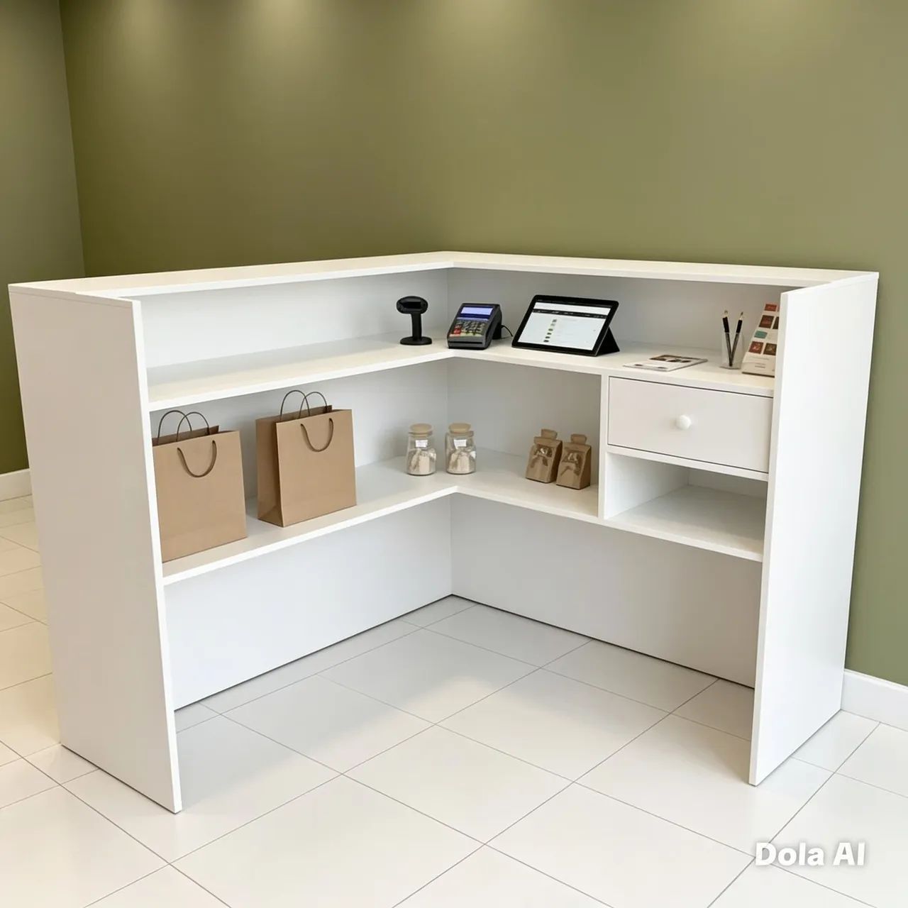 Balcão para atendimento em L