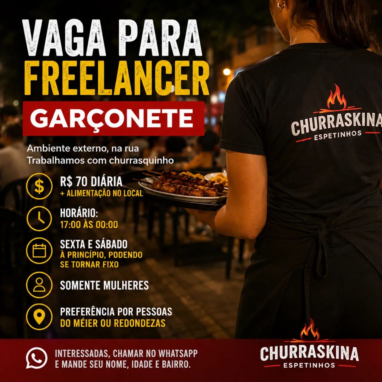 VAGA PARA FREELANCER - GARÇONETE (MÉIER)