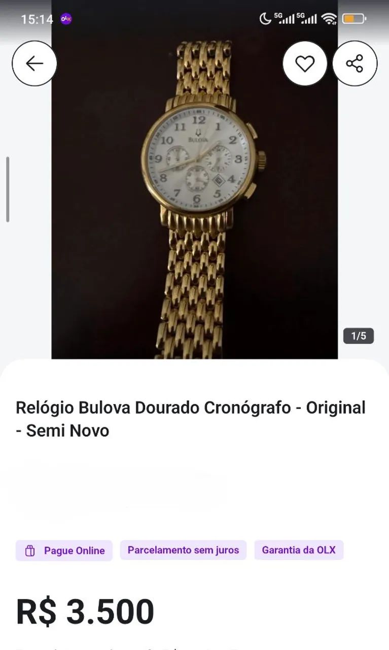 Relógio Bulova Dourado Cronógrafo  - Foto 2