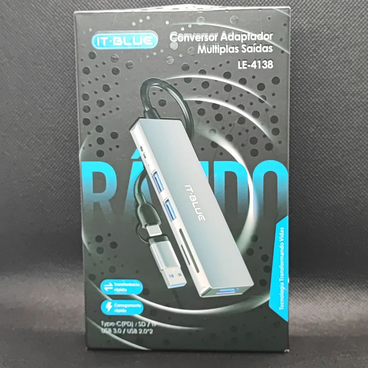 Hub tipo c e USB 2 em 1 com leitor de cartão de memória  - Foto 4