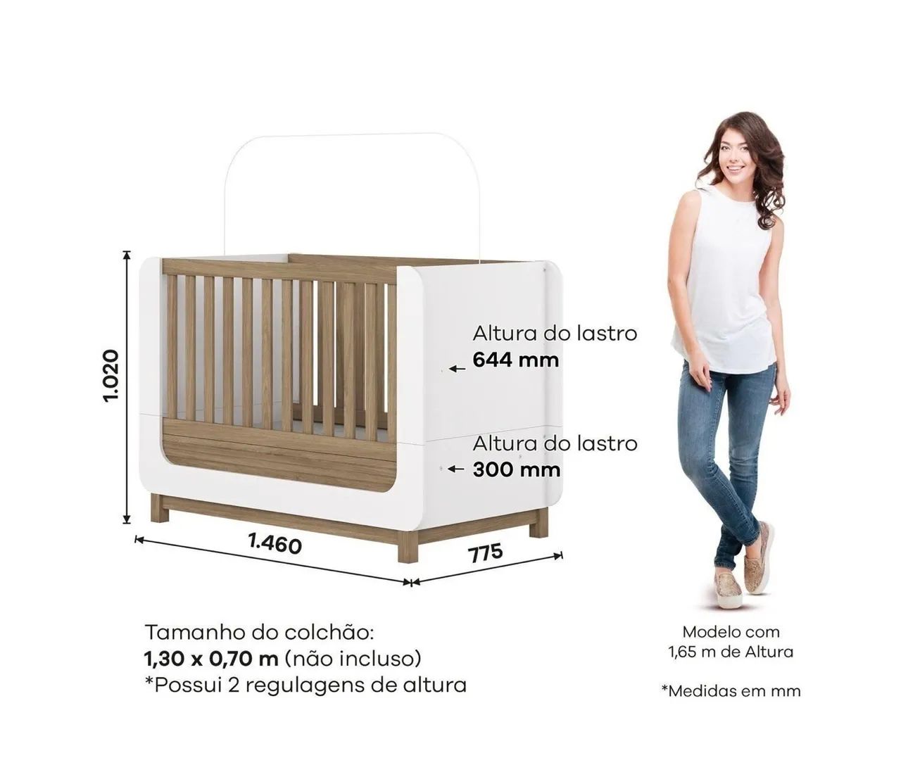 BERÇO MINI CAMA - ACOMPANHA COLCHÃO  - Foto 4