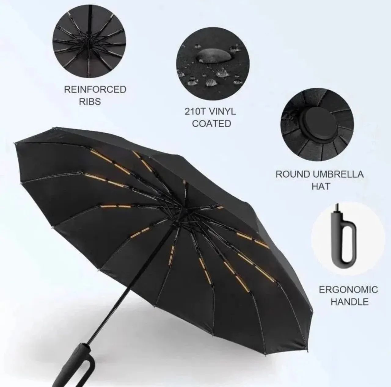 Guarda Chuva Automático Abre Reforçado Contra Vento Proteção - Foto 4