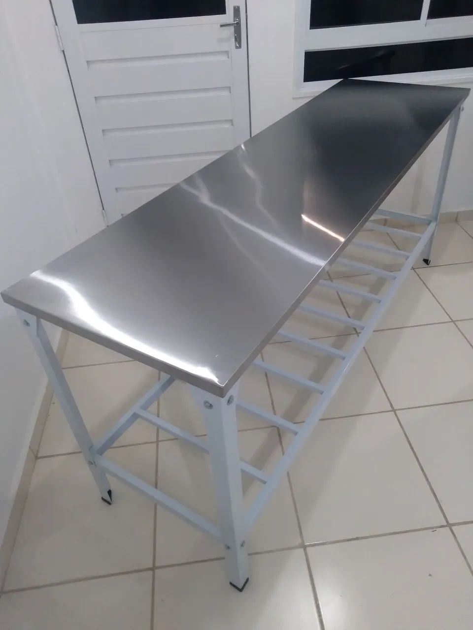 Mesa de Aço Inox 1,90 metros Grande Profissional Nova 