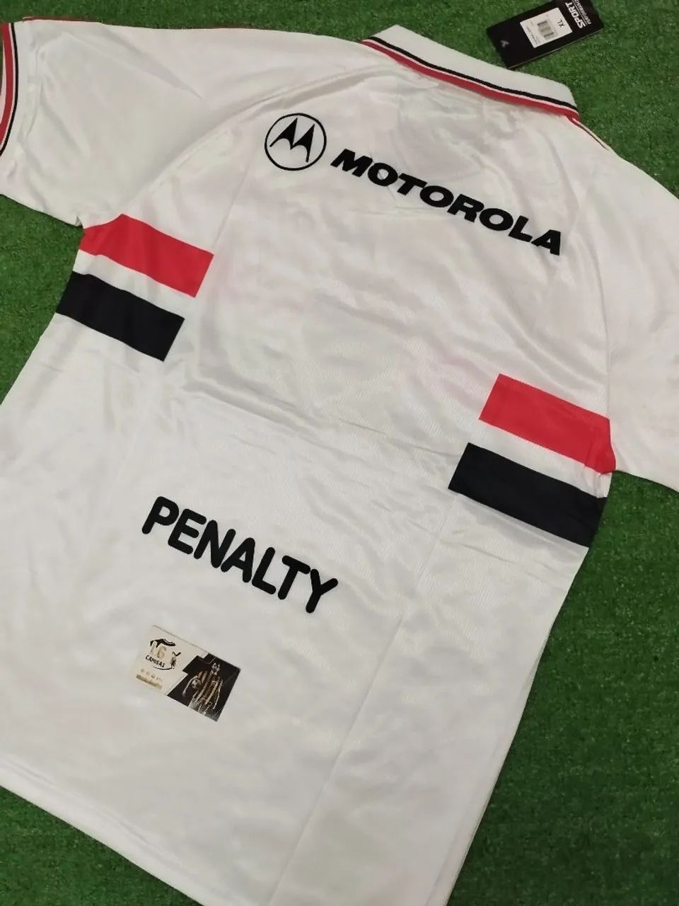 Camisa São Paulo Retrô Motorola Camurça 1999/00 - Home Branca