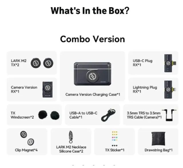 Microfone Hollyland Lark M2 Duo Combo Original | Sem Fio para iPhone, Android e Câmeras