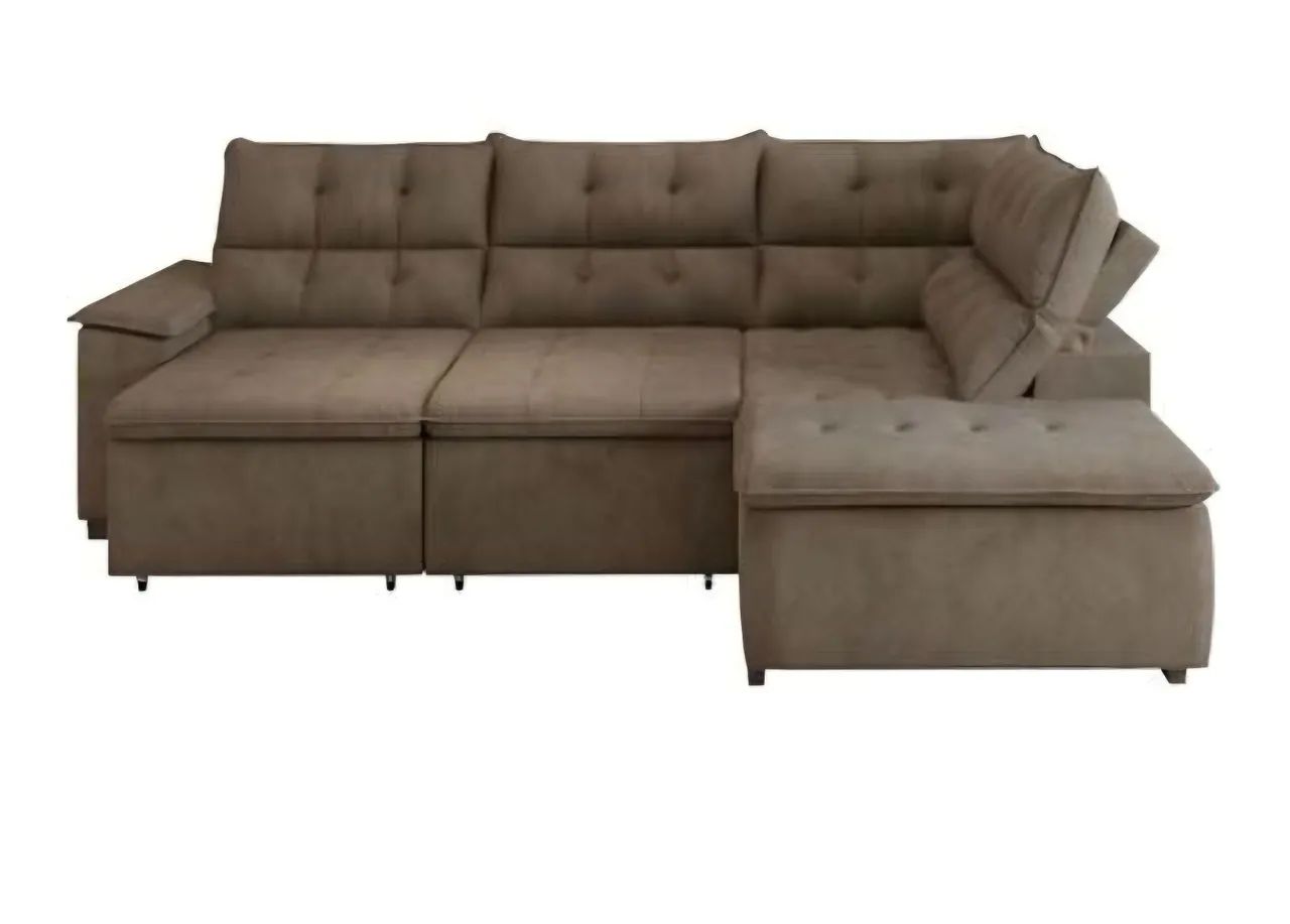 Sofá de Canto Retrátil e Reclinável com Chaise 3 Lugares - Foto 2