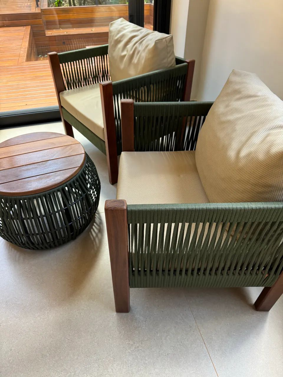 Vendo conjunto mesa e 2 cadeiras corda náutica para ambiente externo - Foto 2