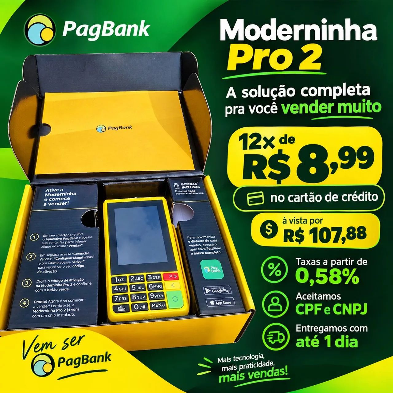 Máquina de cartão Moderninha Pro 2